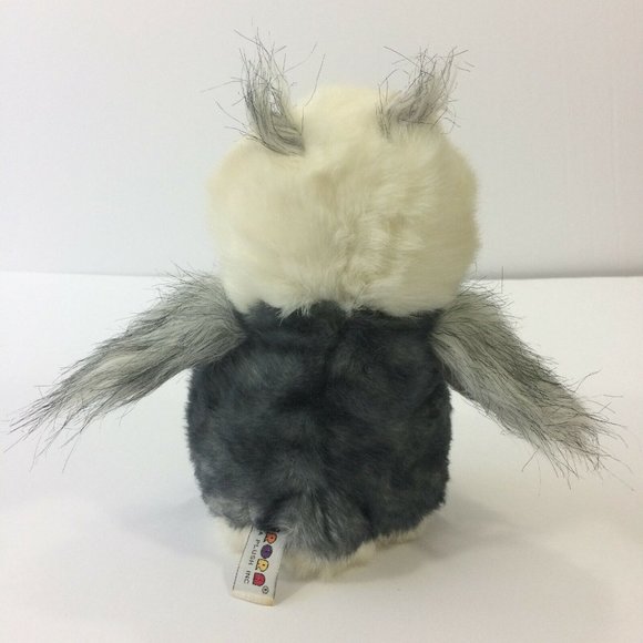 Aurora Horned Owl Plush White Gray 9" Stuffed Animal Toy Realistic Orange Eyes - Picture 7 of 12